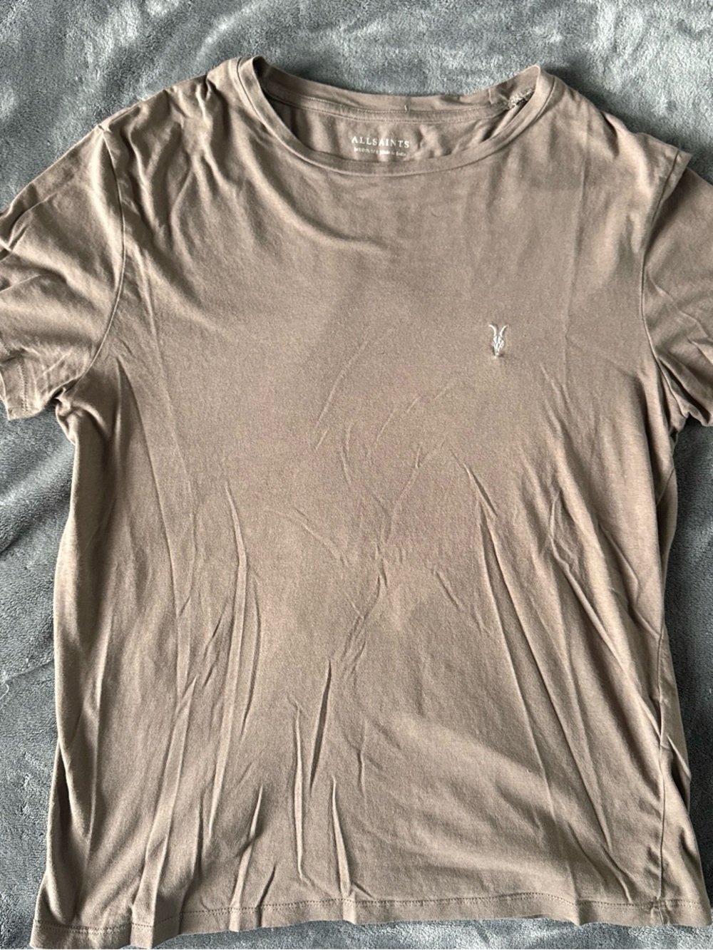 All Saints Men's Taupe Crew Neck T-Shirt